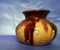 Vintage Old Scandinavian Style Studio Art Pottery Handmade Vase Polka dots - £29.68 GBP