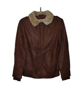New JAKETT Bess Aviator Leather Jacket Fur Collar $640 SMALL Brown  - $129.24 CAD