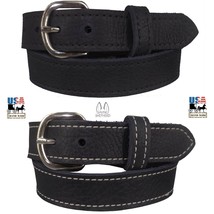 LADIES NAVY BLUE BULLHIDE LEATHER STITCHED BELT Choice of Stitching MADE... - $67.99