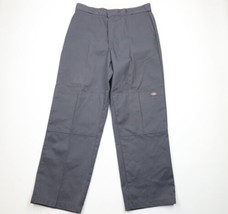 Vtg Dickies Mens 38x34 Distressed Spell Out Wide Leg Double Knee Work Pants Gray - $59.35