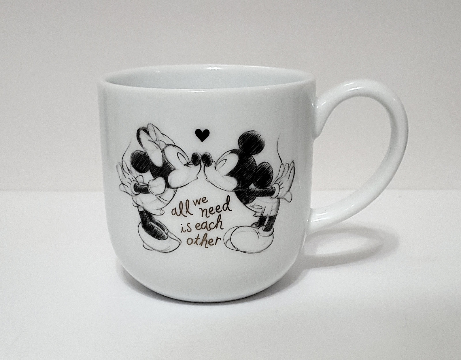 NEW RARE Williams Sonoma Mickey and Minnie Mouse "All we need is each other Mug" - $32.99