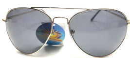 Silver Colored Metal Frame Aviator with Gray Lens Sunglasses NWT&#39;s - £9.48 GBP