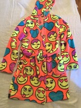 Size 8  10 Justice robe emoji smiley face plush long sleeve multicolor - $13.99