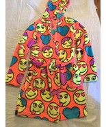 Size 8  10 Justice robe emoji smiley face plush long sleeve multicolor - £11.16 GBP