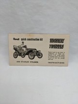 Revell Quick Construction Kit 1909 Stanley Steamer Highway Pioneers Instructions - £11.15 GBP