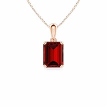 ANGARA Lab-Grown Emerald-Cut Ruby Solitaire Pendant in 14K Gold (9x7mm,3 Ct) - £1,039.70 GBP