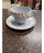 Wedgwood Etruria &amp; Barlaston Queensware Cup &amp; Saucer Grape Leaf Edge - $24.74