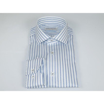 Men 100% Italian Cotton Shirt Non Iron SORRENTO Turkey 4730 White Blue Stripe image 4