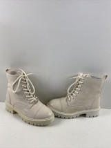 ALDO ‘Reilly’ Ivory Leather Cap Toe Lace Up/Zip Combat Boots Women’s Size 7 - £19.50 GBP