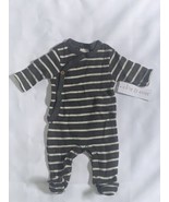 Baby Preemie Long Sleeves Jumpsuit Bodysuits Footed Gray White Stripes NEW - $13.38 CAD