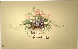 Hearty Greetings, vintage post card - £9.45 GBP