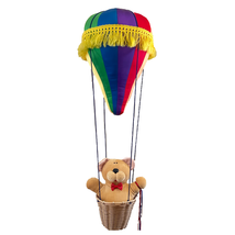 Dakin Anne Klocko Plush Rainbow Hot Air Balloon Bear in Basket Hanging Nursery - $35.63