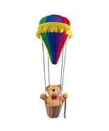 Dakin Anne Klocko Plush Rainbow Hot Air Balloon Bear in Basket Hanging N... - £27.90 GBP