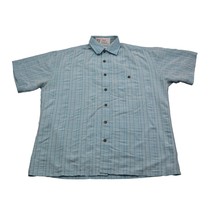 Moda Campia Shirt Mens M Blue check Short Sleeve Buttons Pocket Hawaiian - $18.69