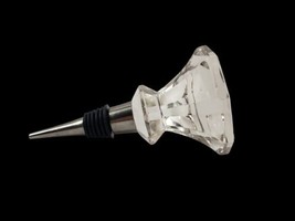 Clear Glass Faceted Gem Wine Bottle Metal Stopper Gemstone Doorknob Deca... - $9.85
