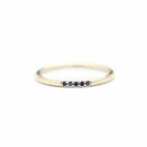 0.30ct Round Cut Blue Sapphire Engagement Ring Minimalist 14k Yellow Gold Finish - £82.27 GBP