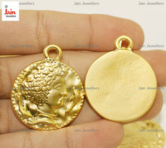 18 Kt Real Solid Yellow Gold Roman Caesar Coin Medallion Chain Necklace Pendant - £1,363.78 GBP+