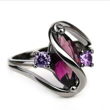 ZOSHI Vintage Luxury Stainless Steel Curved Ring - Ladies / Women's - AAA CZ - £6.37 GBP