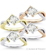 Round Brilliant Cut Moissanite Two-Tone 14k Gold Fancy Solitaire Engagem... - $1,772.56 CAD+