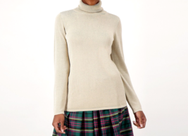 Belle by Kim Gravel Jersey Lurex Turtleneck Sweater- Gold, Medium - £18.84 GBP