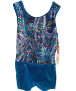 Body Wrappers Gymnastics Keyhold Biketard Blue Multi Girl&#39;s Size 4-6 NEW - $19.53 CAD