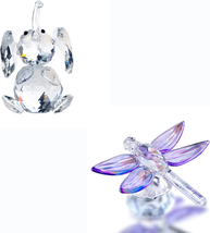 Crystal Cute Elephant and Standing Crystal Dragonfly with Diamond Ornament, Glas - £27.27 GBP