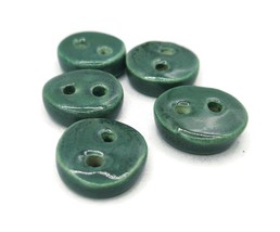 5Pc  20mm Handmade Ceramic Sewing Buttons 2 Hole Flat Green Pottery Coat Buttons - £13.76 GBP