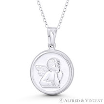 Winged Cherub Guardian Angel Charm 18mm Baptismal Pendant in 925 Sterling Silver - £24.65 GBP+