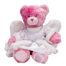 Build A Bear Teddy Plush 17&quot; Pink Angel Dress Sparkly Heart Gem Stuffed ... - $23.62