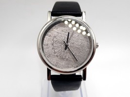 Von Trude Watch New Battery Silver Tone Black Band 32mm - £17.30 GBP