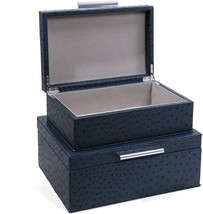 Faux Ostrich Leather Decorative Boxes (2Pcs), Storage Hinged Boxes, Jewelry - £48.60 GBP