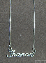 925 Sterling Silver Name Necklace - Name Plate - SHARON 17&quot; Chain w/Pendant - £47.78 GBP