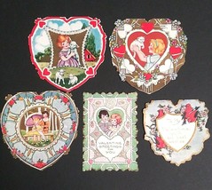 Whitney Made Valentines Day Die Cut Embossed Love Heart Card Lot (5 Cards) 4&quot; ea - £15.77 GBP