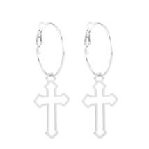 Metal Hip Hop Punk Black Hollow Cross Big Earrings Street Style Female T... - £10.29 GBP