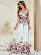 Plus Size Elegant Evening Dresses Long Double V-Neck A-LINE Sleeveless Gown 2023 - £103.64 GBP
