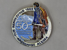 ANCHORAGE ALASKA-&quot;Fur Rendezvous 1985&quot;Pin-50th Anniversary-Trapper-2&quot;VTG - $14.41