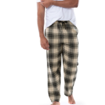 IZOD Men&#39;s Flannel Pajama Lounge Pants X-LARGE Beige Black Plaid New - £21.39 GBP