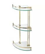 New Polished Brass Engel Tempered Glass Corner Shelf - Three Shelves by ... - $59.95