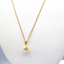 Lustrous Dainty Pearl Vintage Pendant on 12K GF Chain, Elegant Style with Swirl - £48.61 GBP