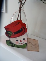 New Retro Bethany Lowe Snowman Bucket Frosty Glitter Vintage Winter Decor - $32.66