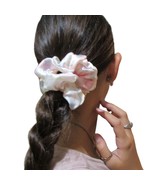 Pink Mulberry Silk Scrunchie Floral Ponytail Holder for Women 100% Silk New -01 - $9.23