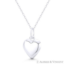 Pillow Heart Love Charm Italy .925 Sterling Silver Reversible 3D 22x14mm Pendant - £18.21 GBP+