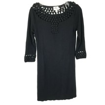 Women Size Small Milly New York Black Vintage Crochet Detail Sweater Dress - £30.81 GBP