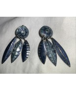 Vintage Edgar Berebi Blue Earrings South Western Theme Clip On  Feathers... - $565.28 MXN