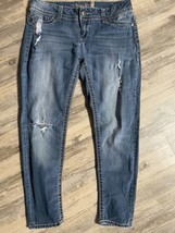 American Rag Cie Super Skinny Size 13S Medium Wash Low Rise Jeans Distressed - £7.78 GBP