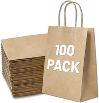 Gift Bags 8.25&quot;X 5.9 &quot;X 3.15&quot; 100pcs Paper Bags with 1 Count (Pack of 100) Brown - £20.34 GBP