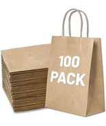 Gift Bags 8.25&quot;X 5.9 &quot;X 3.15&quot; 100pcs Paper Bags with 1 Count (Pack of 10... - £20.23 GBP