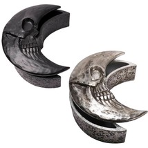 Alchemy Gothic Skull Crescent Moon Trinket Jewelry Box Black or Silver Gift V104 - £36.23 GBP