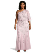 Adrianna Papell Dusted Petal One Shoulder Beaded Plus Size Evening Gown ... - $351.79 CAD