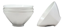 Contemporary Trapezoid White Porcelain Large Ramen Pho Soup Bowls 44oz Set Of 4 - £35.65 GBP